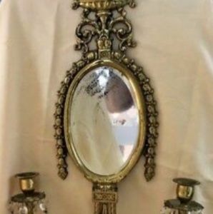 Vintage oval mirror 2candle holder wall mount